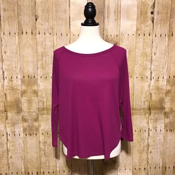 American Eagle Outfitters 3/4 Sleeve Ribbed Plum Shirt M - Picture 1 of 5